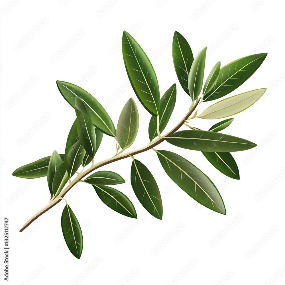 Naklejka premium Lush green olive branch with leaves isolated on white. (2)