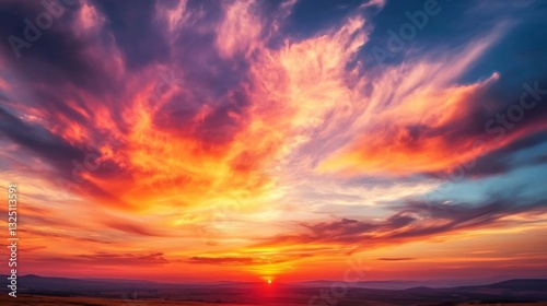 Vibrant Sunset Sky with Cityscape