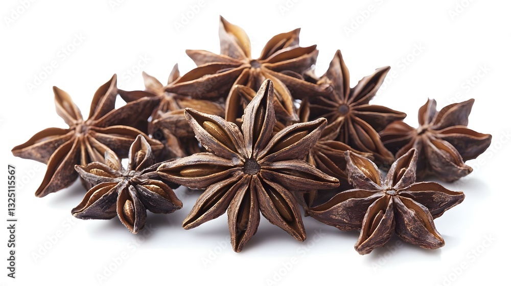 A group of star anises isolated on white A group of star anises isolated on white