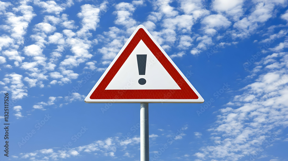 Warning Sign Illustration: Cloudy Sky Background Warning Sign Illustration: Cloudy Sky Background