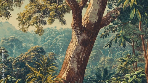 Serene Tropical Rainforest Vista: A Lush Landscape Painting