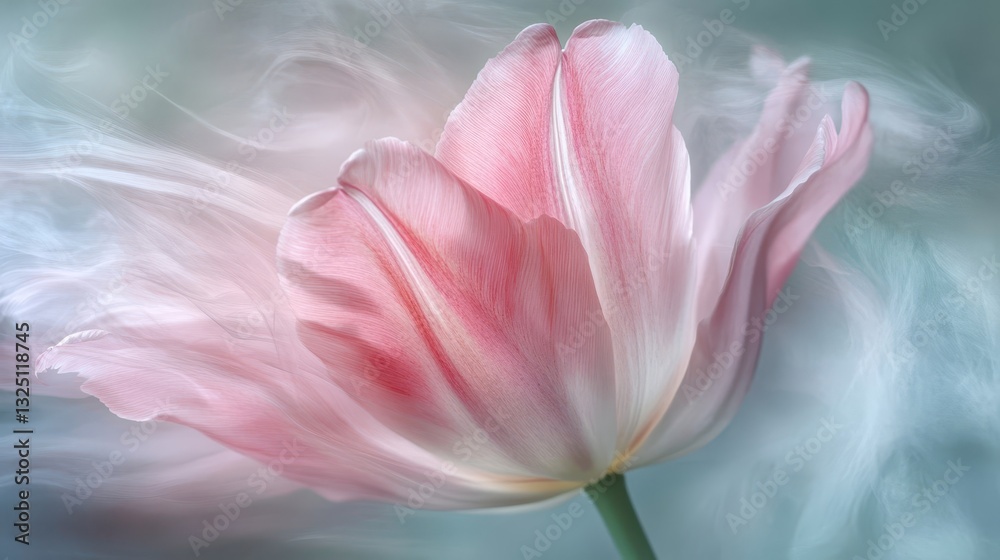 Fototapeta premium A delicate pink tulip flower isolated against a soft background