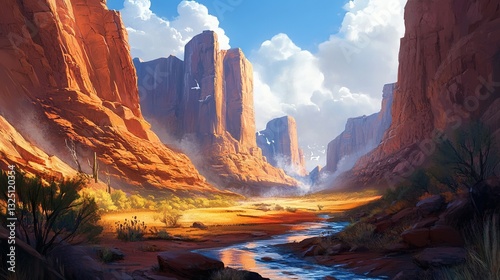 Majestic Canyon Landscape: A Serene Oasis in the Desert