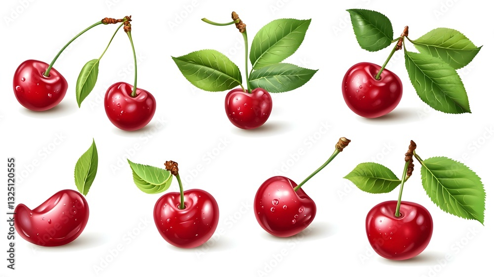 Single Fresh Cherry Isolated on Transparent Single Fresh Cherry Isolated on Transparent
