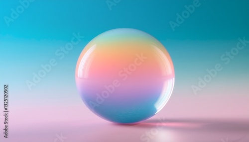 pastel rainbow sphere floats gently on a soft gradient background spherical dreamy