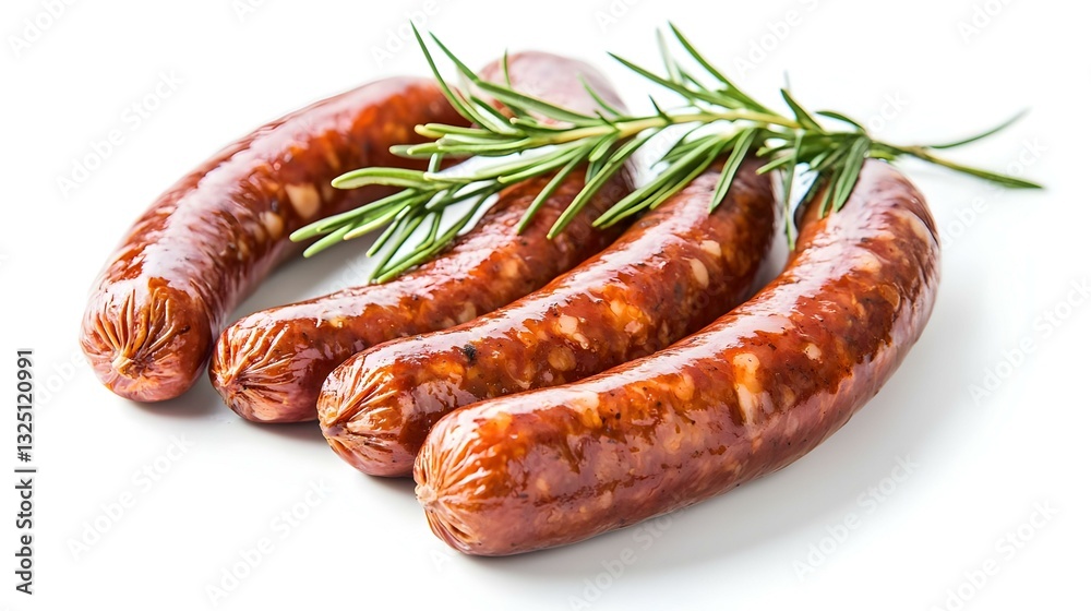 Sausages placed on a white background Sausages placed on a white background
