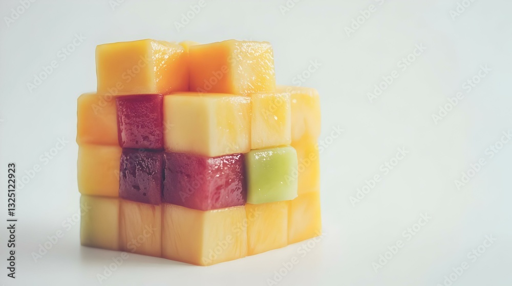 Mango cube slices isolated on white background Mango cube slices isolated on white background