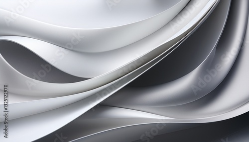 paper curl page smooth silver abstract and clean light gray white wave background modern simple overlay curve layer template graphic elements