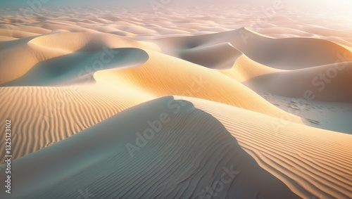 Fototapeta Naklejka Na Ścianę i Meble -  Sand dunes visible in the distance against a white background.