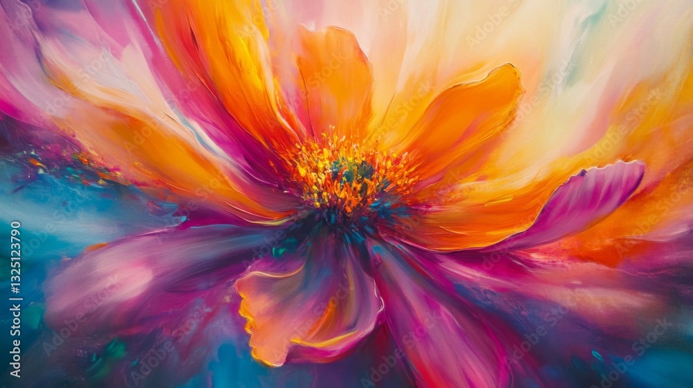 Obraz premium Vibrant Colorful Flower Painting Abstract Art