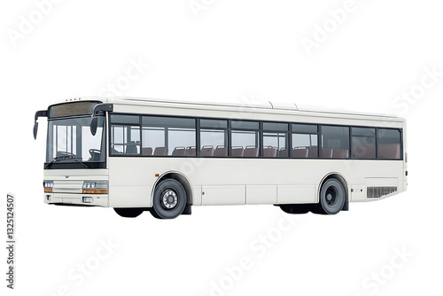 Blank white intercity bus isolated on white background suitable for various transportation needs