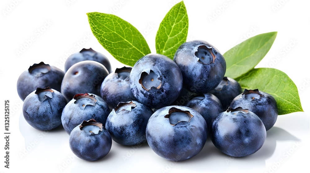 Fresh blueberries with leaves isolated on white Fresh blueberries with leaves isolated on white