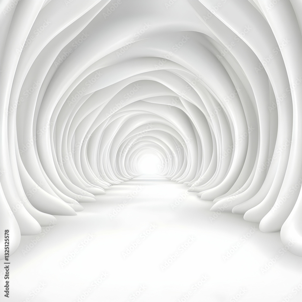 Obraz premium White Abstract 3D Tunnel Background Illustration