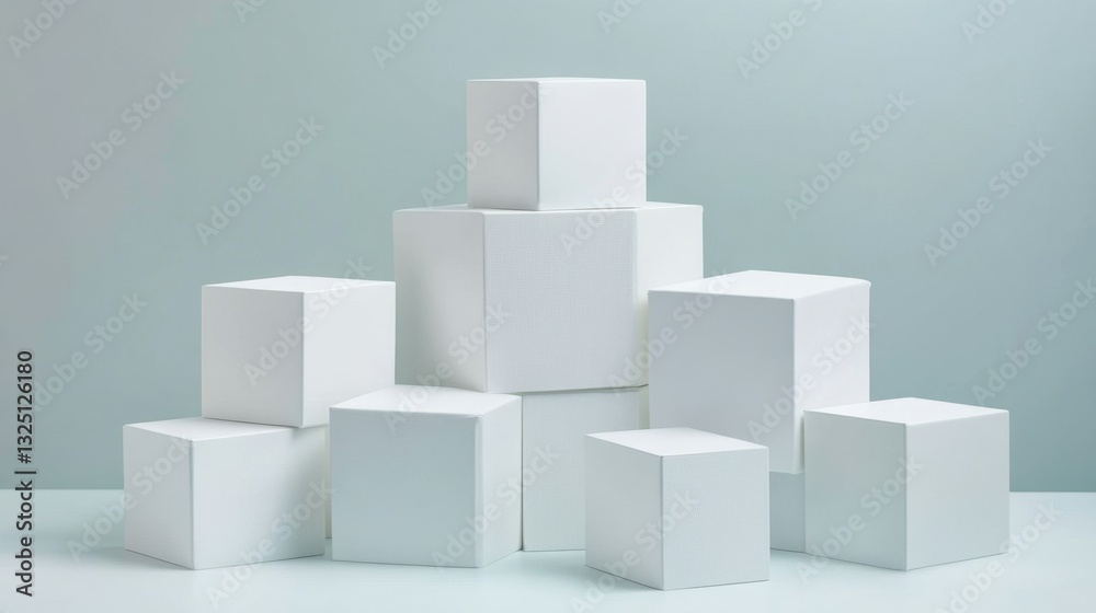 Random shifted white cube boxes block background wallpaper banner with copy space Random shifted white cube boxes block background wallpaper banner with copy space