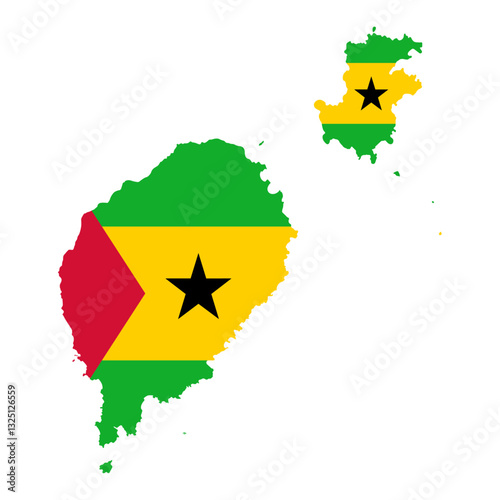 sao tome and principe map with flag