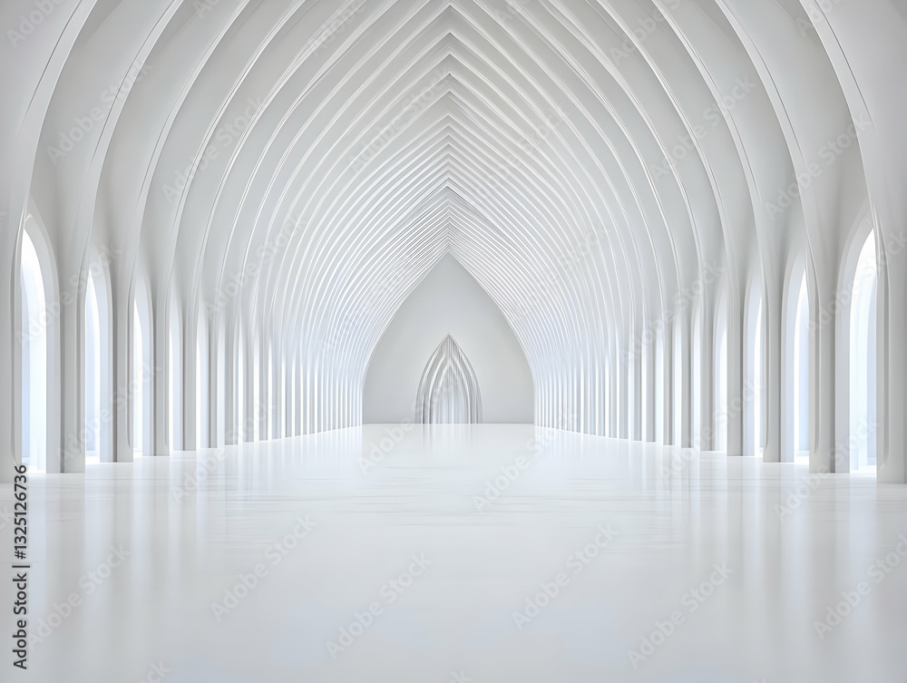 Obraz premium White Architectural 3D Render Hallway Background