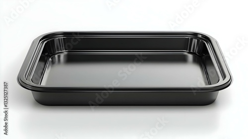 Black Plastic food Tray isolated on white