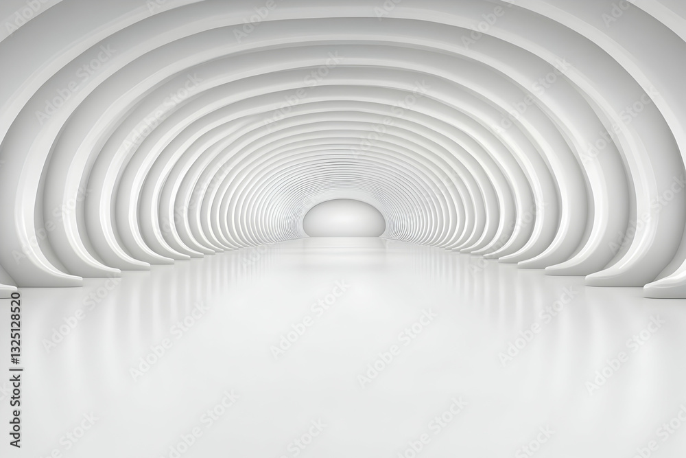 Naklejka premium White Abstract 3D Tunnel Background Illustration