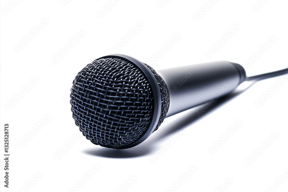 Mikrofon bereit für Auftritte vor neutralem Hintergrund

