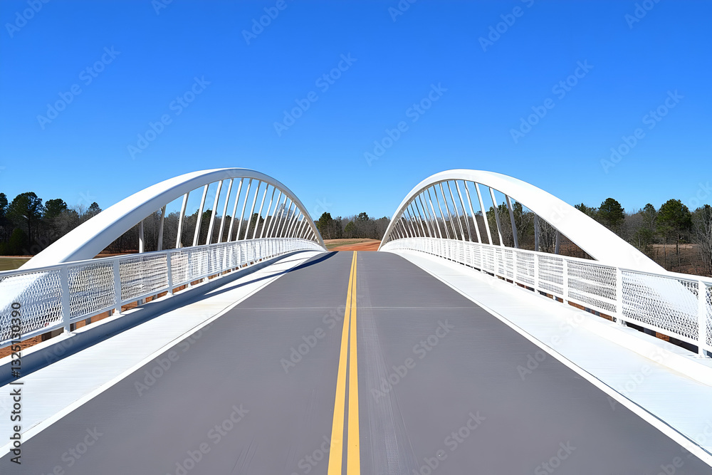 Fototapeta premium Modern White Bridge Architectural Illustration