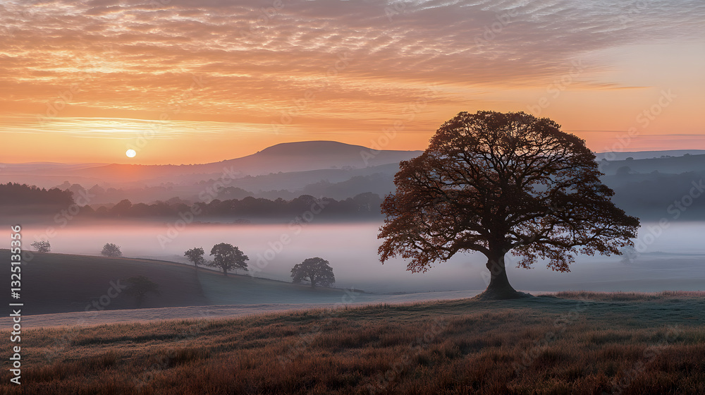 Fototapeta premium Dreamy Landscape with Lone Tree
