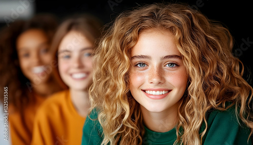 Group of diverse young women smiling warmly