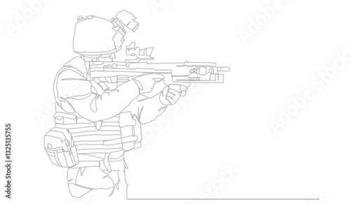 Line art illustration of a soldier