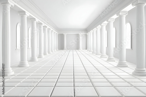 White Classical Columns 3D Render Background