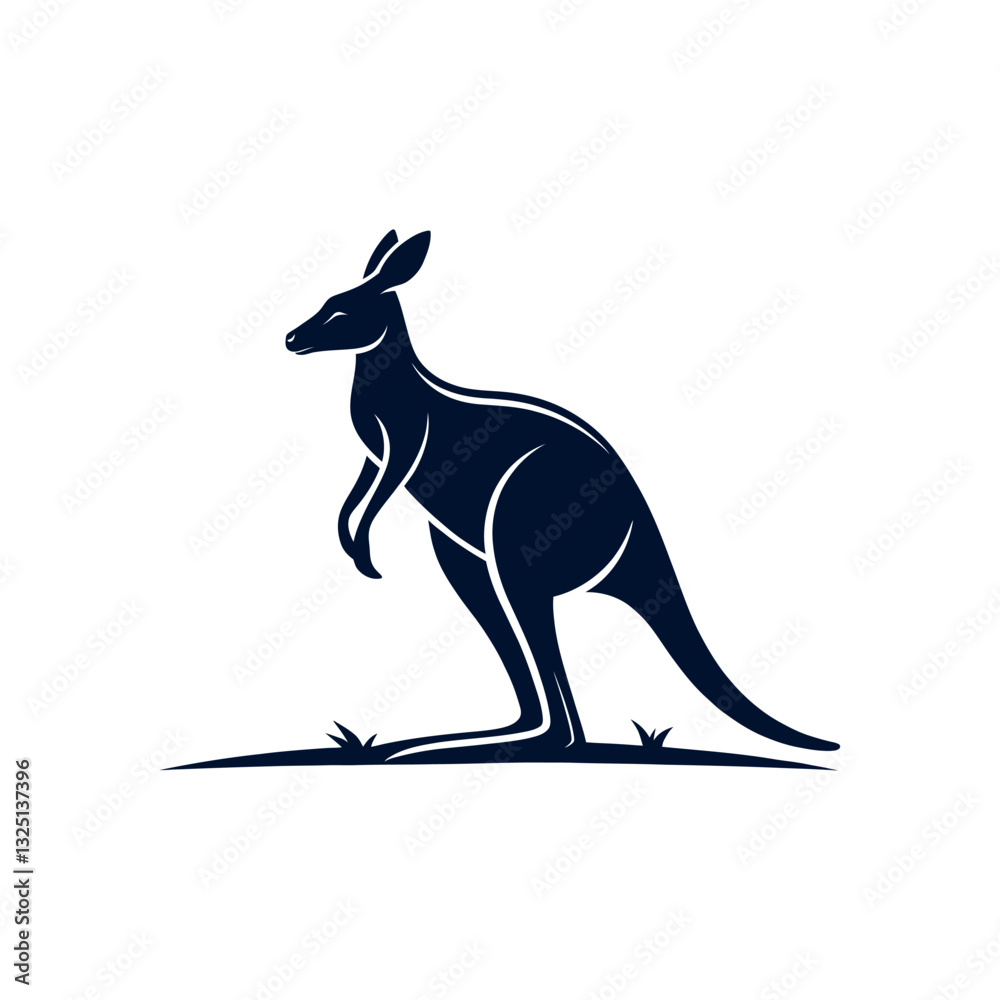 Fototapeta premium kangaroo silhouette logo vector line art logo design
