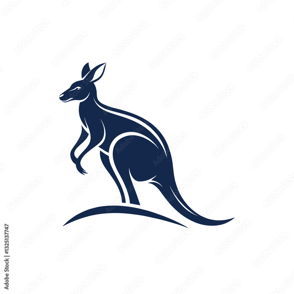 Fototapeta premium kangaroo silhouette logo vector line art logo design