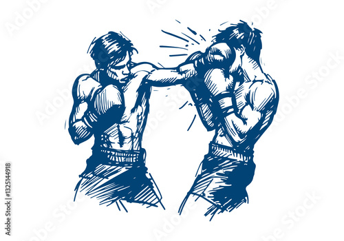 Boxer boxing hand drawn sketch vector illustration