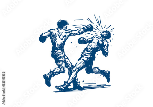 Boxer boxing hand drawn sketch vector illustration