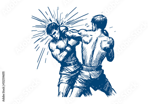 Boxer boxing hand drawn sketch vector illustration