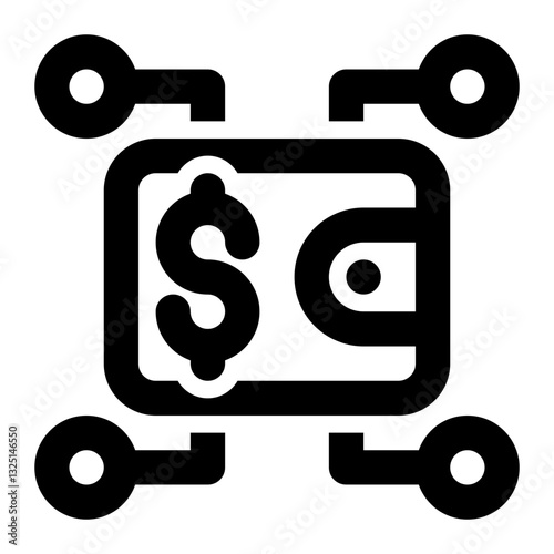 Digital Wallet, E Wallet, Virtual Wallet Outline Icon
