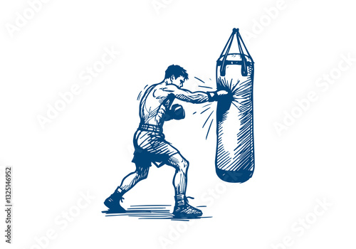 Boxer boxing hand drawn sketch vector illustration