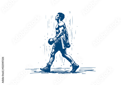 Boxer boxing hand drawn sketch vector illustration