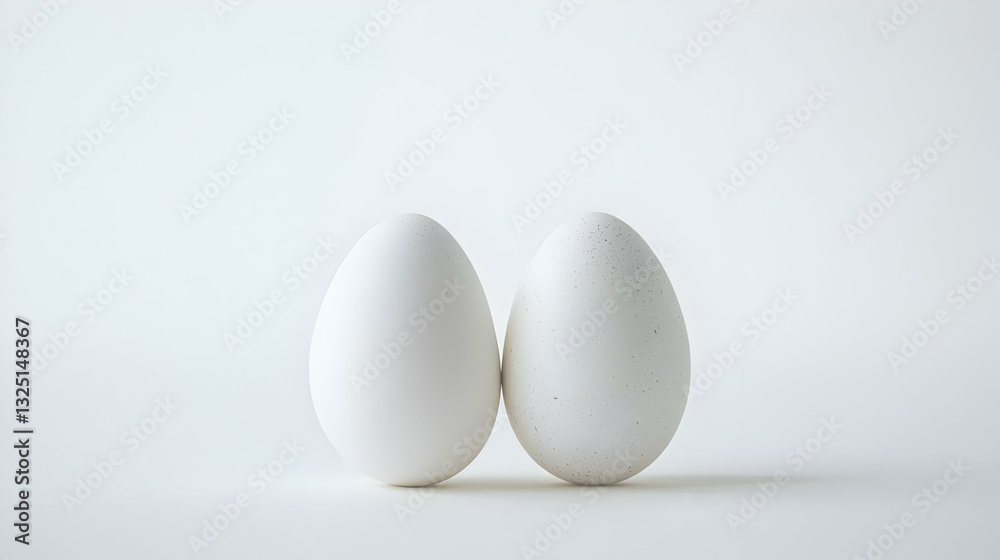 Two free range organic eggs with white shells Two free range organic eggs with white shells