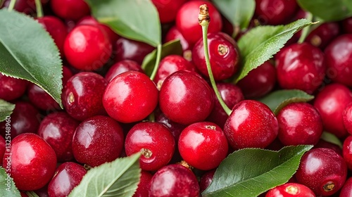 Wallpaper Mural Ripe red cherry with stalk isolated on white Torontodigital.ca