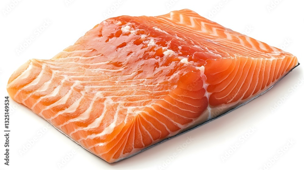 piece of fresh raw salmon fish on a white piece of fresh raw salmon fish on a white