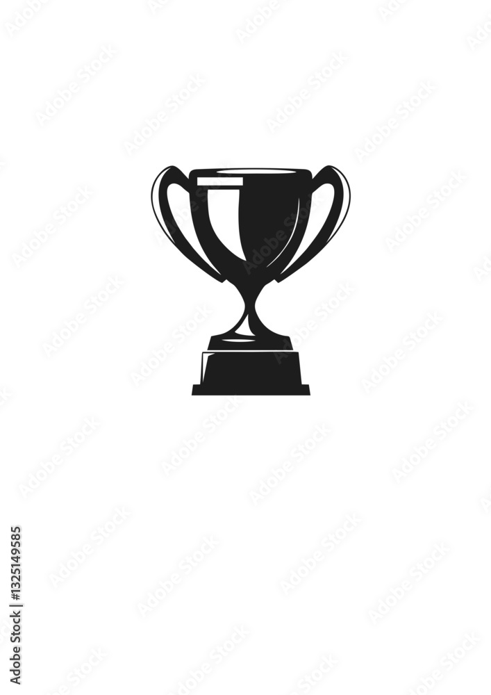 Trophy icon in black style for websites and digital content with copy space