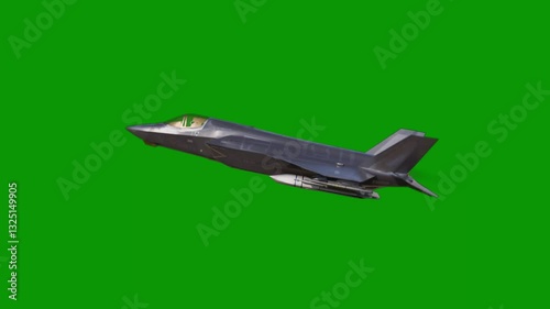 Fighter jet performing a controlled roll, perfect for creating dynamic aerial action sequences.