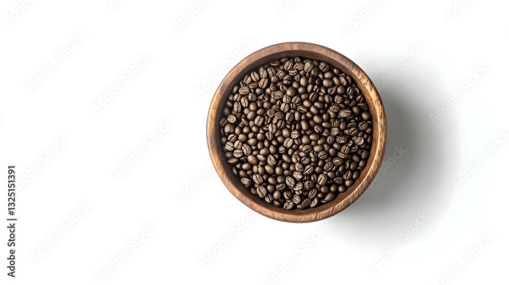 Green coffee beans in the wooden bowl isolated Green coffee beans in the wooden bowl isolated
