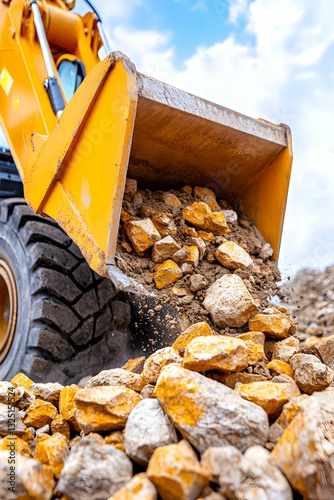 Heavy machinery loading rocks