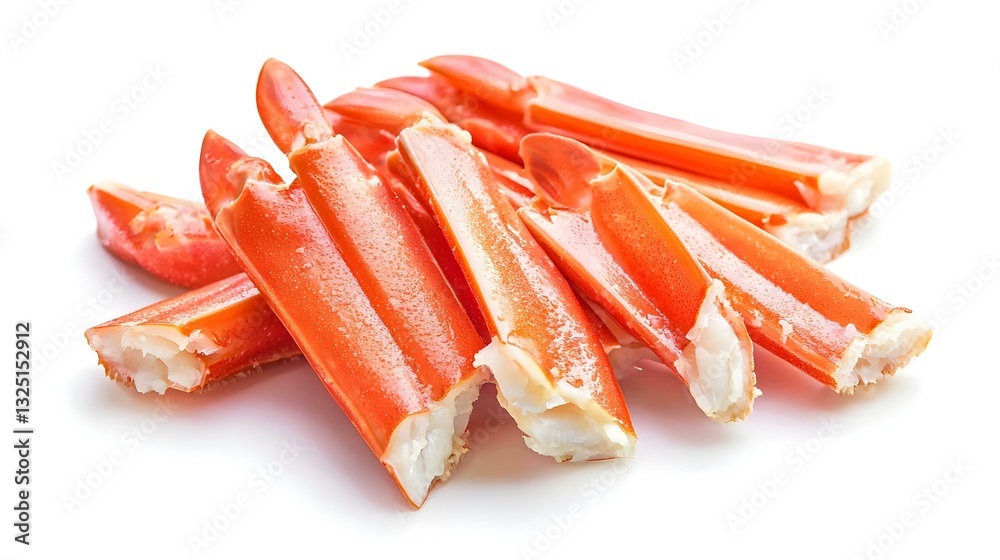 Delicious fresh crab sticks crabmeat isolated Delicious fresh crab sticks crabmeat isolated