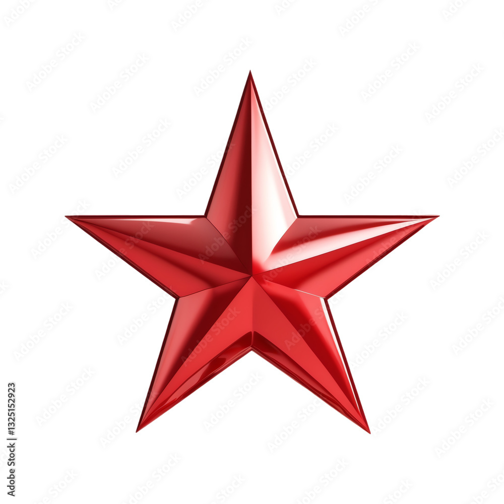 Shiny Red Star 3D Render with Glossy Finish Isolated on Transparent Background. Shiny Red Star 3D Render with Glossy Finish Isolated on Transparent Background.