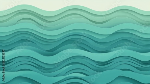 Teal Green Water Waves Abstract Seamless Pattern Background