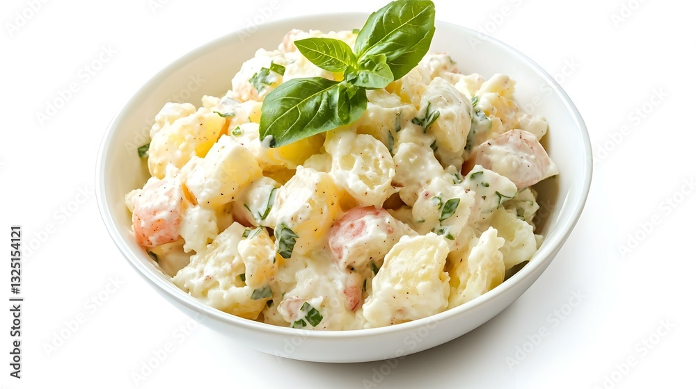 Creamy potato salad isolate on white background Creamy potato salad isolate on white background