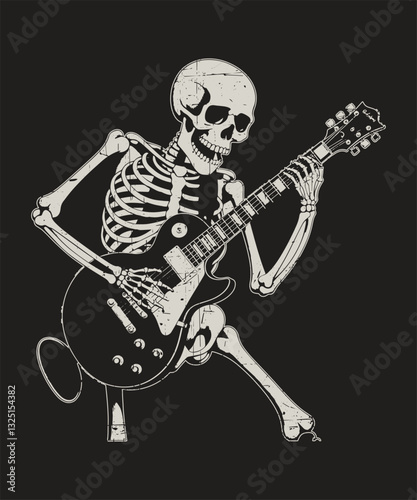 Rock and Roll Tour Graphic Print Designs, Guitar, Skull & Skeleton Art, Music Slogan, Vintage Rock Posters, Rebel Style, Punk Fashion, Loud Music Artwork, Rockstar T-Shirt Design for Apparel