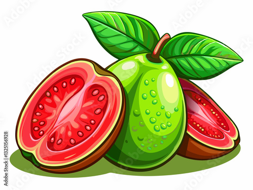 vector of  red and green guava clipart image on transparent background