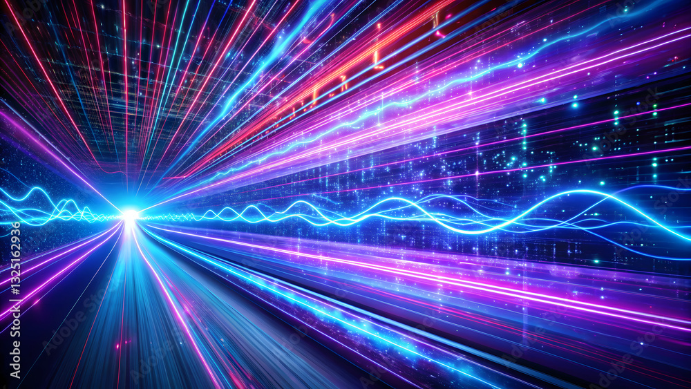 Vibrant digital waves in blue and pink create dynamic visual effect Vibrant digital waves in blue and pink create dynamic visual effect